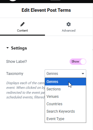 The Elevent Post Terms widget