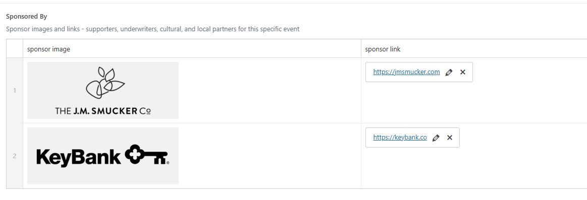 The Elevent Sponsors List on an event page